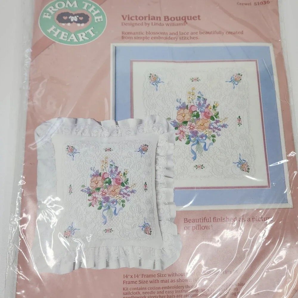VTG 1988 Dimensions From The Heart Victorian Bouquet Embroidery Kit NOS
